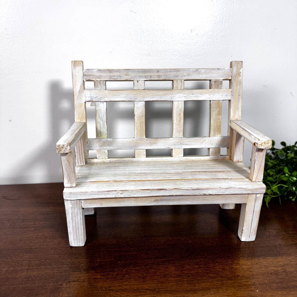 Dollhouse Garden Bench Large Classic Style Wood Furniture Photo Frame Inserts